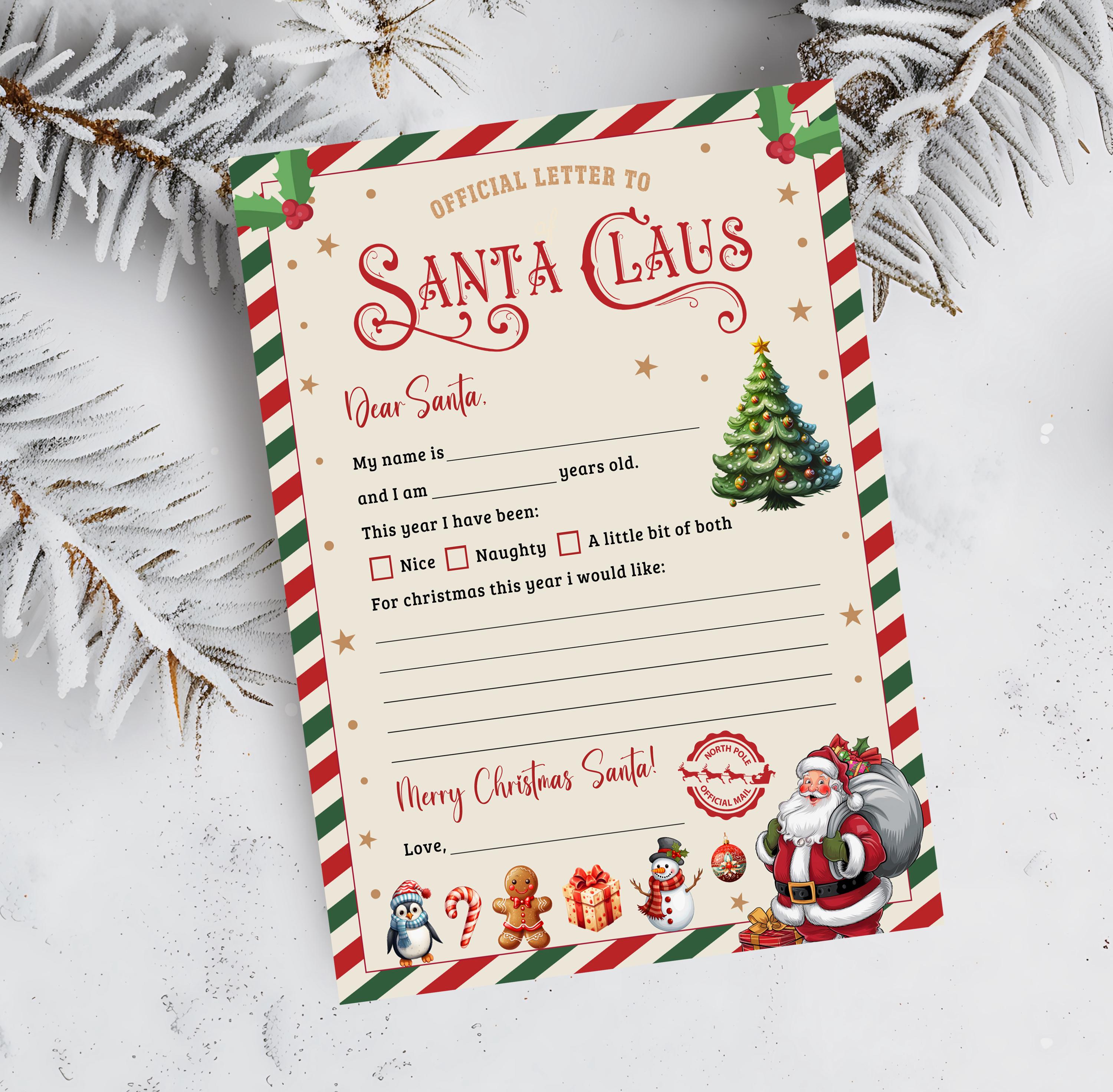 Letter to Santa Printable Santa Wish List Letters Christmas Letter