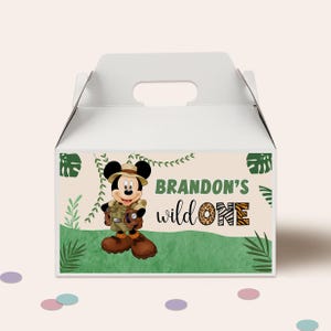 Mouse Safari Gable Box Label, Mouse Safari Treat Box Printable, Mouse Safari Treat Box Party Favors, Favor Box Label, Editable, Canva, B336