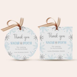 BEWERKBARE Winter Onederland-feestgunsten, sneeuwvlok gunsttags, bedankkaartjes cadeaulabels afdrukbare sjablonen Instant download, B427