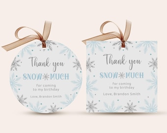 Recuerdos de fiesta de invierno de Onederland editables, etiquetas de copos de nieve, etiquetas de agradecimiento, etiquetas de regalo, plantillas imprimibles, descarga instantánea, B427