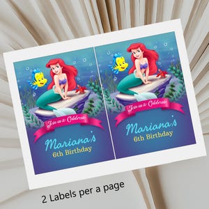 Editable Little mermaid Gift Bag Tags, Little memaid treat Bags, mermaid Snack Bags, Theme Party Favor Bags EDITABLE DIGITAL FILE, B146