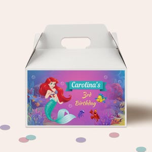 Little mermaid Children’s Party Box, Princess mermaid Party, gable box, Custom Treat box, Ariel mermaid Personalized kids DIGITAL FILE, B019