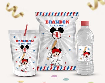 Editable Mickey Mouse Baseball 1st Birthday Party Bundle (Digital Download)