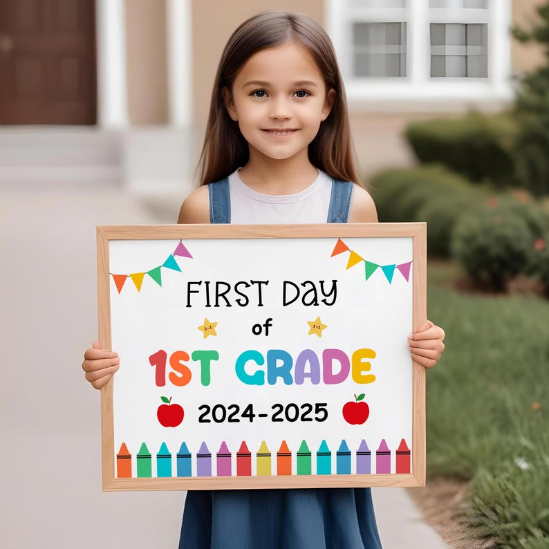 First Day of 1st Grade Sign Printable INSTANT DOWNLOAD Photo Prop First