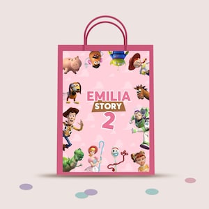 Editable Toy Story Party Gift Bag Labels, Toy Story Girl Birthday Treat Bag Template, Printable Party Favors, Instant Download, Canva, B335