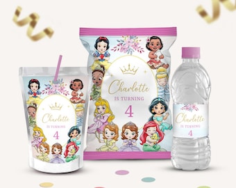 Princess Birthday Party Pack, Princess party favor, Princess party package, Princess Birthday Bundle, Princess Theme, Movie party, Canva