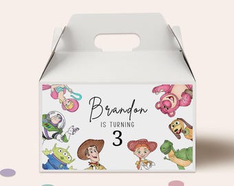 Toy Story Gable Box Label, Editable Birthday Party Favor (Canva)