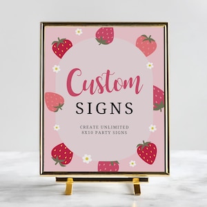 Erdbeere benutzerdefinierte Schild Vorlage, Beere süß benutzerdefinierte Zeichen, rosa Beeren Zeichen, Brautparty Zeichen, rosa Babyparty Zeichen, Karten und Geschenke
