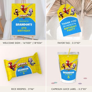 Superhero Chip Bag, Spidey Party Favors, Superhero Birthday, Superhero Decor Cupcake, Rice Krispies, Spidey Hershey, Pringles Label etc B149