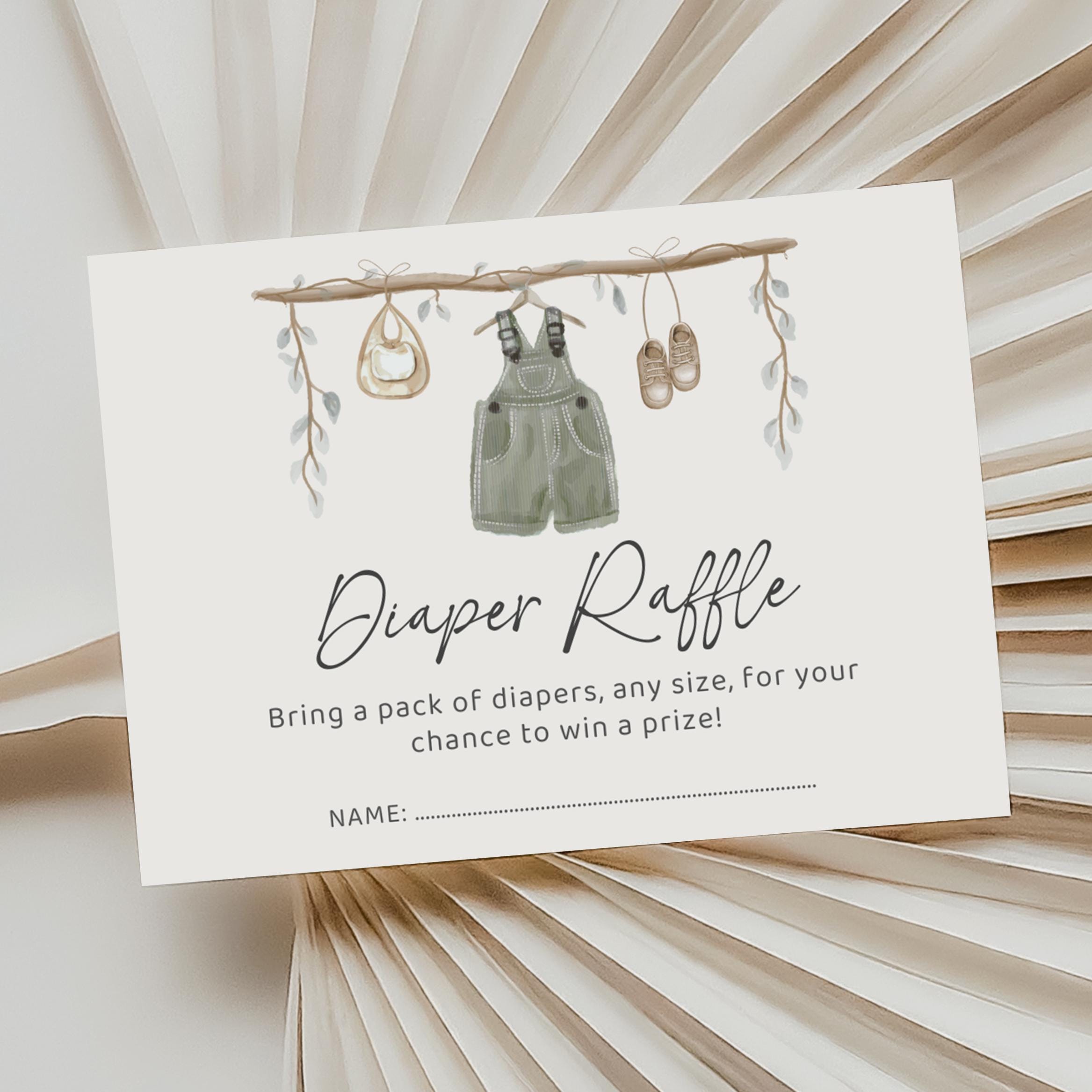 Boho Diaper Raffle Ticket, Neutral Baby Shower Game (editable Template ...