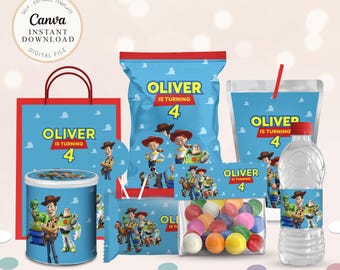 Toy Story Party Pack für jedes Alter, Mitbringsel, Spielzeug-Partypaket, druckbares Geburtstags-Bundle, Toy Story-Geburtstags-bearbeitbares Partypaket, B134