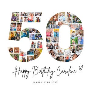 EDITABLE 50th Birthday Photo Collage, 50th Birthday Photo Poster Template, 50th Birthday Gifts, 50th Birthday Party Decorations, Canva