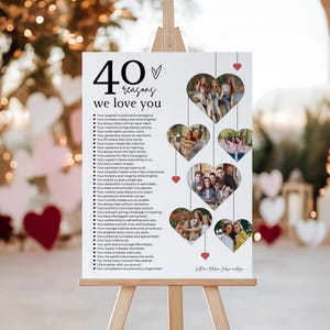 40 Reasons We Love You Poster With Pictures Template, Printable 40th Birthday Gift for Him or Her Editable, Personalized 40th Birthday Decor