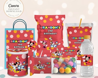 Mickey Mouse Birthday Party Bundle, Editable Decor (Digital Download)