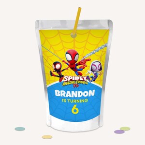 Superhero Party Favors Template, Spidey Treats Template, Chip Bag label, Caprisun Pouch, Spidey Bottle Wrapper, Digital Download, B149