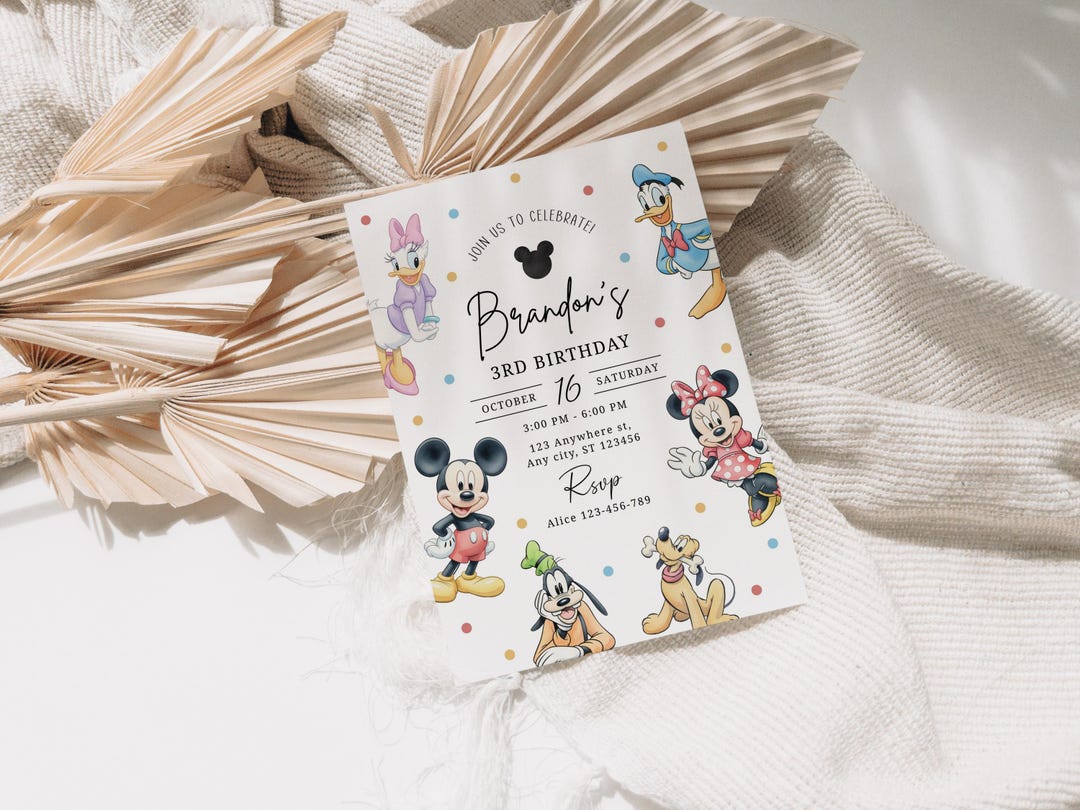 Mickey Mouse and Friends Birthday Invitation Editable Digital Canva ...