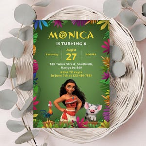 Moana Birthday Digital Invitation, Editable invitation, Moana Party Invite, Girl Invite, Editable Canva Birthday Template, Digital Download