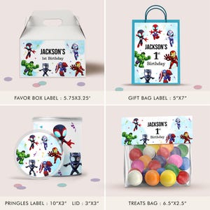 Superhero Chip Bag, Spidey Party Favors, Superhero Birthday, Superhero Decor Cupcake, Rice Krispies, Spidey Hershey, Pringles Label etc B633