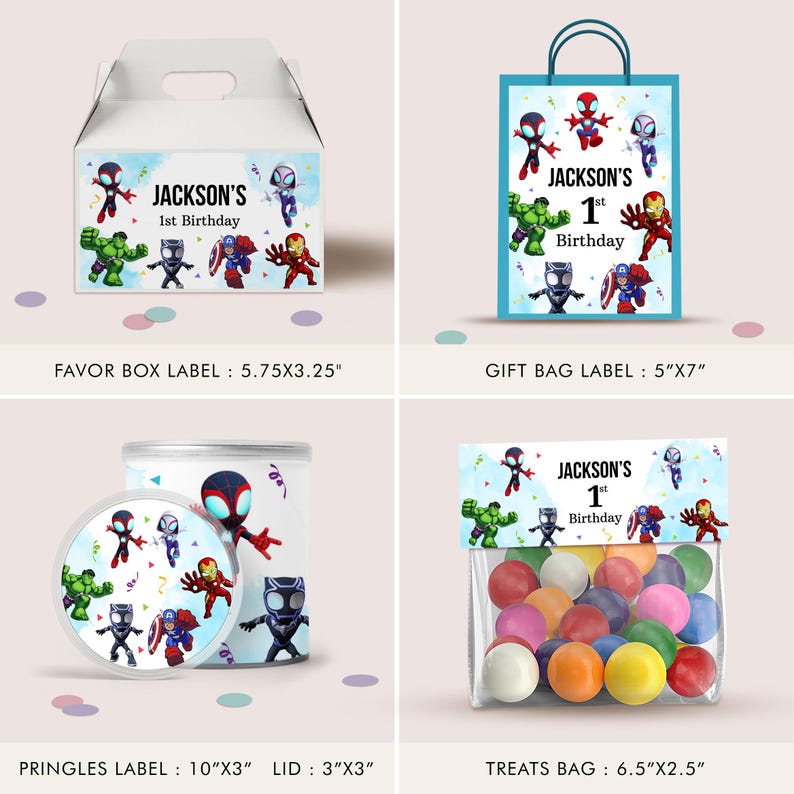 Superhero Chip Bag, Spidey Party Favors, Superhero Birthday, Superhero Decor Cupcake, Rice Krispies, Spidey Hershey, Pringles Label etc B633