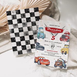 Editable Cars Birthday Invitation, Lightning McQueen Invitation, Evite, Kids Birthday Invitation, Digital Invitation, Canva Editable, B624