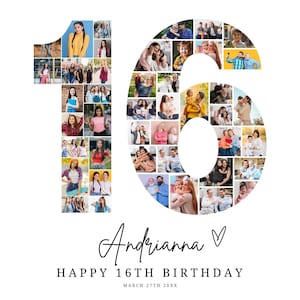 16th Birthday Photo Collage Template, Editable 16th Birthday Welcome Sign Gender Neutral 16th Printable Milestone Sign, Look Who&#39;s 16, Canva