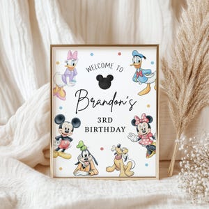 Mickey Welcome Sign, Mickey Mouse Birthday Sign, Birthday Welcome Poster, Birthday Welcome Banner, Canva Editable Template