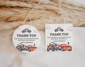 Cars Birthday Favor Tag Boy Lighting McQueen Race Car Party Thank You Tags Gift Tags Party Decoration Printable Editable Template, B622