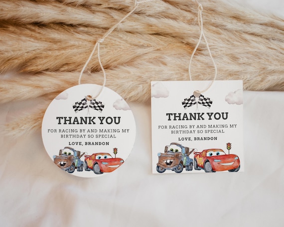 Lightning McQueen Birthday Favor Tags, Race Car Party, Editable Printable (Digital Download)