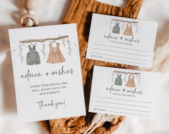 Boho Baby Shower Advice Cards and Sign (Digital Download)