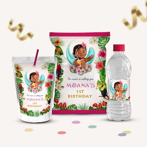 Moana Party Supplies Printable, Chip bag, Water bottle, Juice pouch, Baby Moana Party Decorations, Personalized Birthday Party Favors, B136