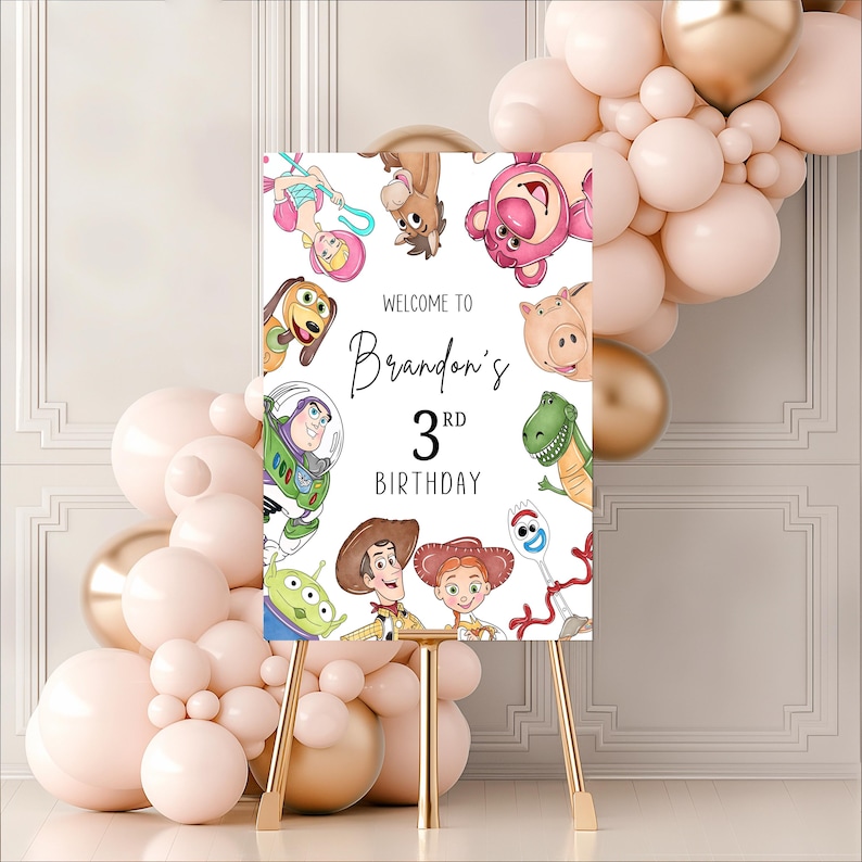 DIGITAL Toy Story Birthday Welcome Sign, Toy Story Welcome Banner, Birthday Boy Girl Toy story Sign, Welcome Poster, Digital Welcome, B625