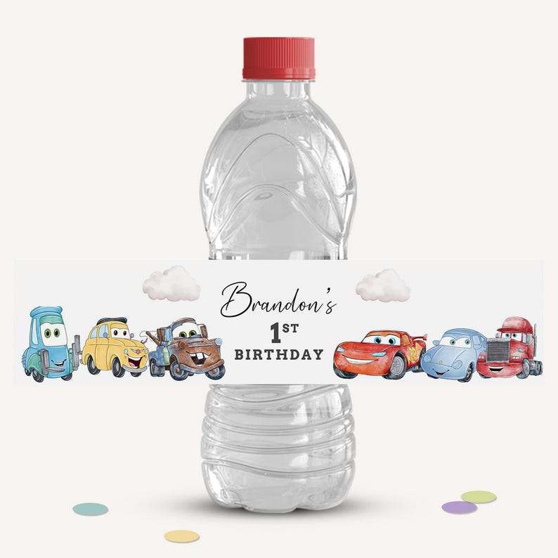 Cars Birthday Party Bundle, Cars Party Treats, Chip Bag, Capri Sun, Water Bottle Labels, Personalized, Lightning McQueen DIGITAL FILE B623