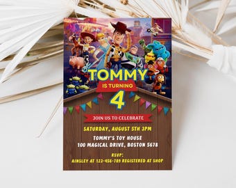 Sjabloon Toy Story-verjaardagsuitnodiging, kinderfeestje, Evite (digitale download)