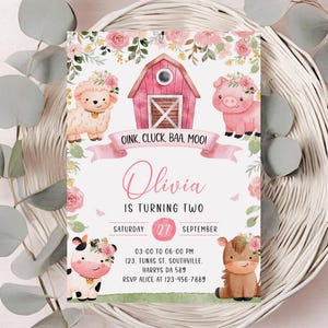 EDITABLE Farm Birthday Invitation, Barn Animals Party Invite Template, Ranch Kids Birthday, Floral Barnyard Animals, Instant Download, B365