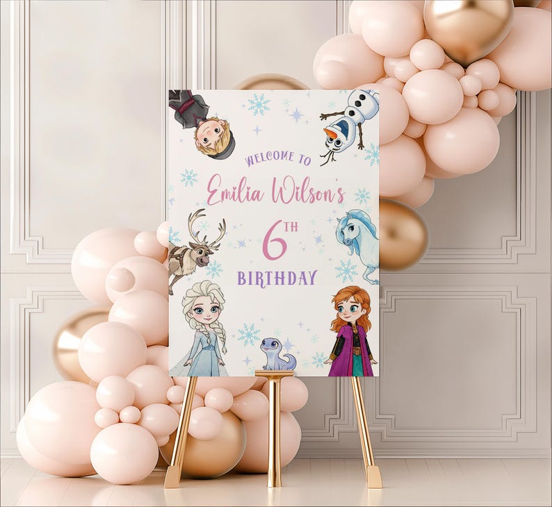 Elsa Frozen Birthday Welcome Sign, Custom Party Decor (digital Download ...