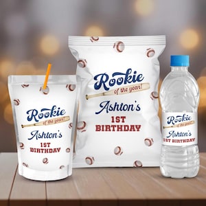 Baseball Geburtstagsfeierpaket, Sportdekor, Chipstaschen, Saft, Wasserflaschenetiketten. Bearbeitbare Drucksachen, sofortiger Download, digitale Datei B379
