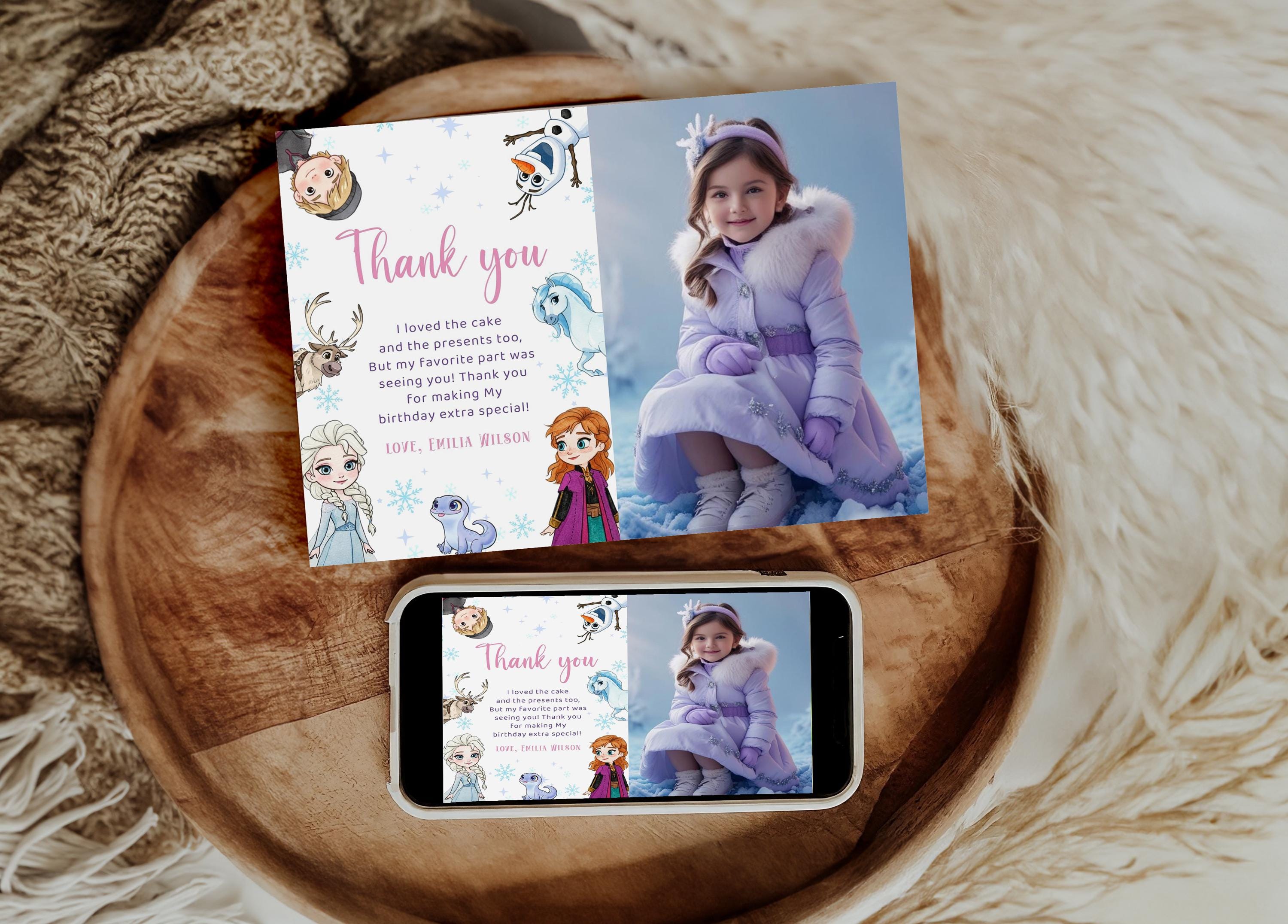 Frozen Elsa Anna Birthday Thank You Card Frozen Anna Elsa Olaf Invites ...