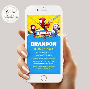 Editable Spidey And His Amazing Friends Birthday Party Invitation | Superhero Template Printable | Kids Invite | Instant Download, B149