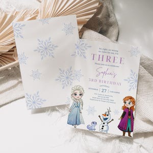 Frozen 3rd Birthday Invitation Frozen Invitation Princess Elsa Anna Party Invitation Girl Frozen Birthday Invite Theme EDITABLE Digital