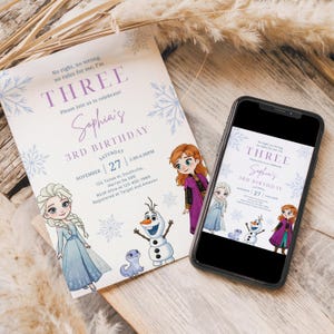 Frozen 3rd Birthday Invitation Frozen Invitation Princess Elsa Anna Party Invitation Girl Frozen Birthday Invite Theme EDITABLE Digital