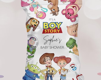 Toy Story Baby Shower Chip Bag, Det är en pojke, redigerbar etikett (digital fil)
