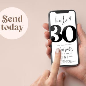 Editable 30th Birthday Invitation, 30th E-Invite, 30th Birthday Evite, 30th Party Invitation, Digital 30th Invitation, Digital Invitation