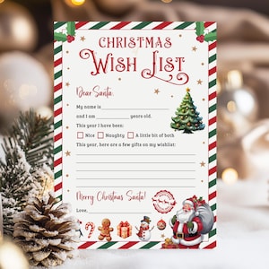 Kinder Weihnachten Wunschliste, Brief an Santa, Kinder Briefe an Santa, Urlaub druckbare Brief an Santa, Lieber Santa Brief, Santa Wunschliste