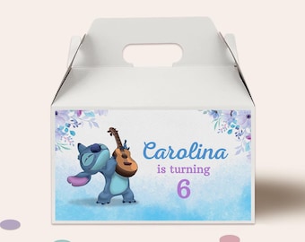 Stitch Gable Box, Party Favor Label (Digital Printable Template)