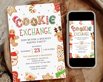 Christmas Cookie Exchange Invitation Template (Digital Download)