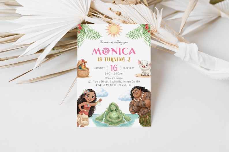 Moana Birthday Invitation: Editable Hawaiian Template (Digital Download), B679