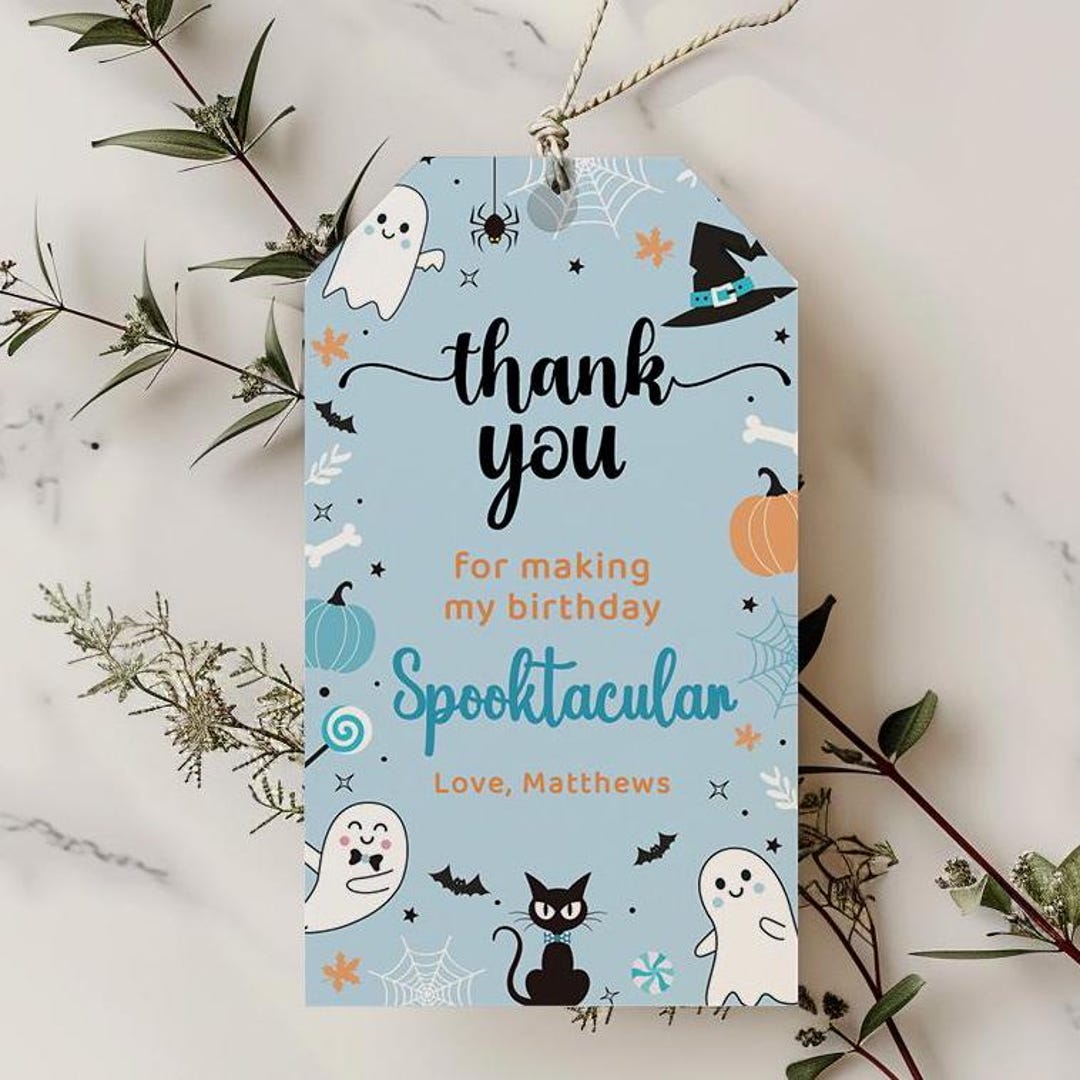 Spooky Cute Ghost Party Tag Template, Halloween Birthday (editable ...