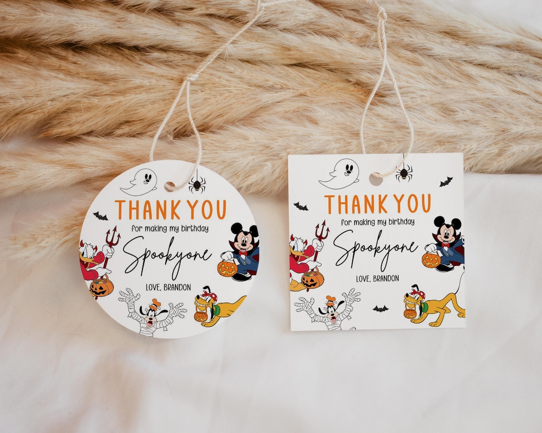 Mickey Mouse Halloween Favor Tags, Printable Birthday Thank You Gift ...