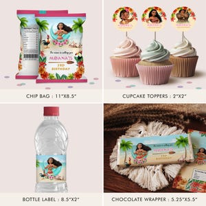 Moana Themed Party Bundle, Editable Party Bundle, Personalized Birthday Printables Party Package Party Kit DIGITAL FILE ONLY, Template, B005