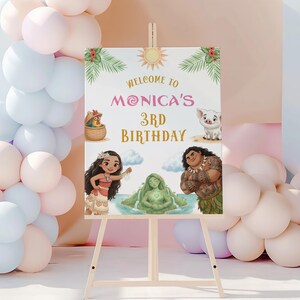 DIGITAL Moana Birthday Welcome Sign, Tropical Welcome Banner, Girl Party Sign, Welcome Poster, B679
